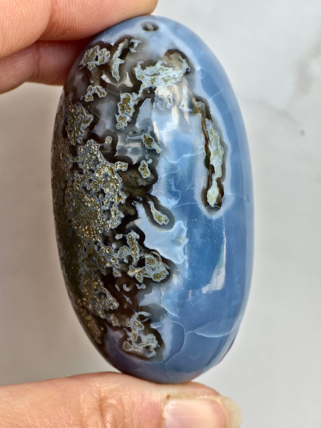 Blue Indian Opal with Moss agate inclusions