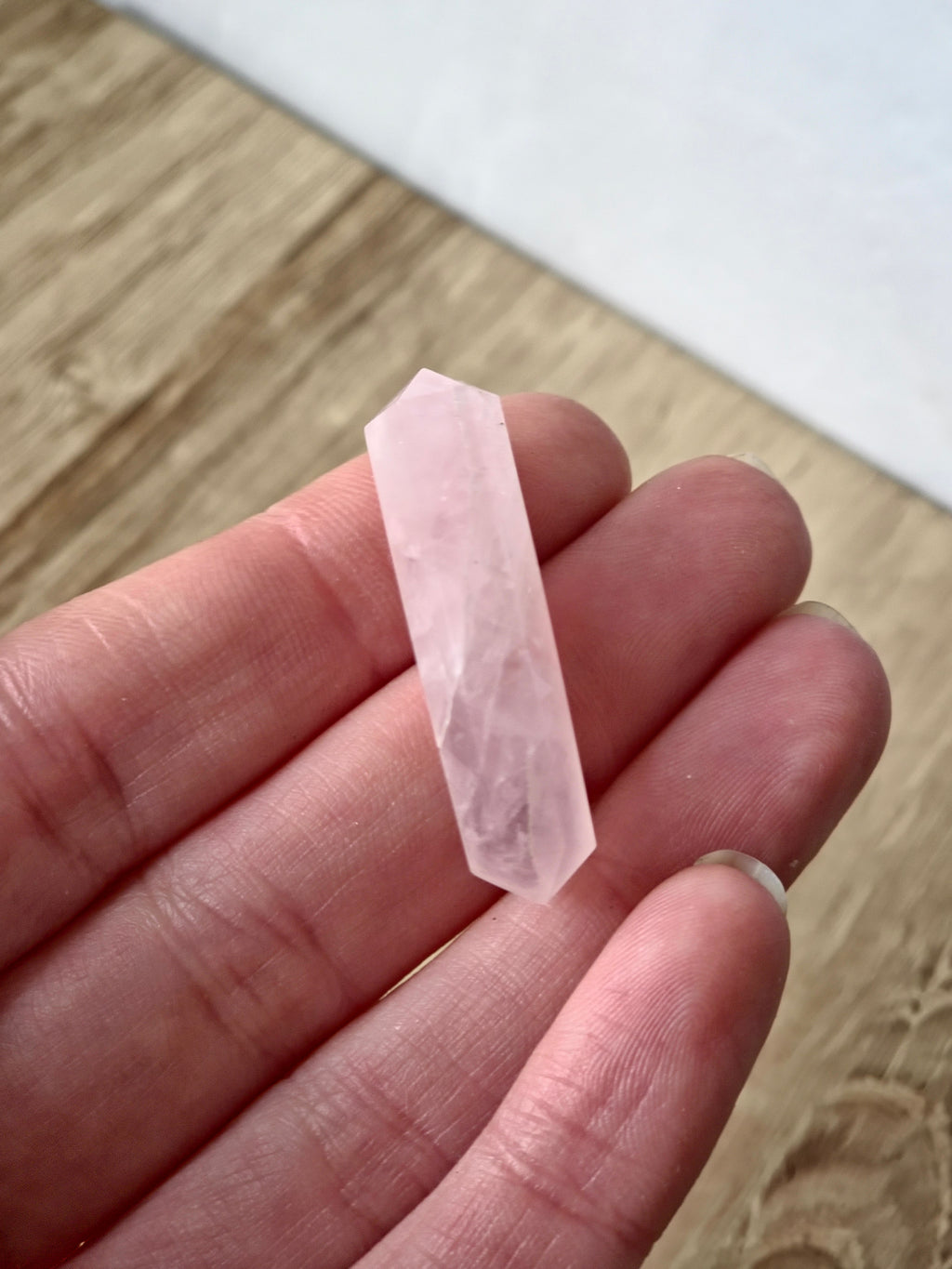 Rose quartz double-terminated point