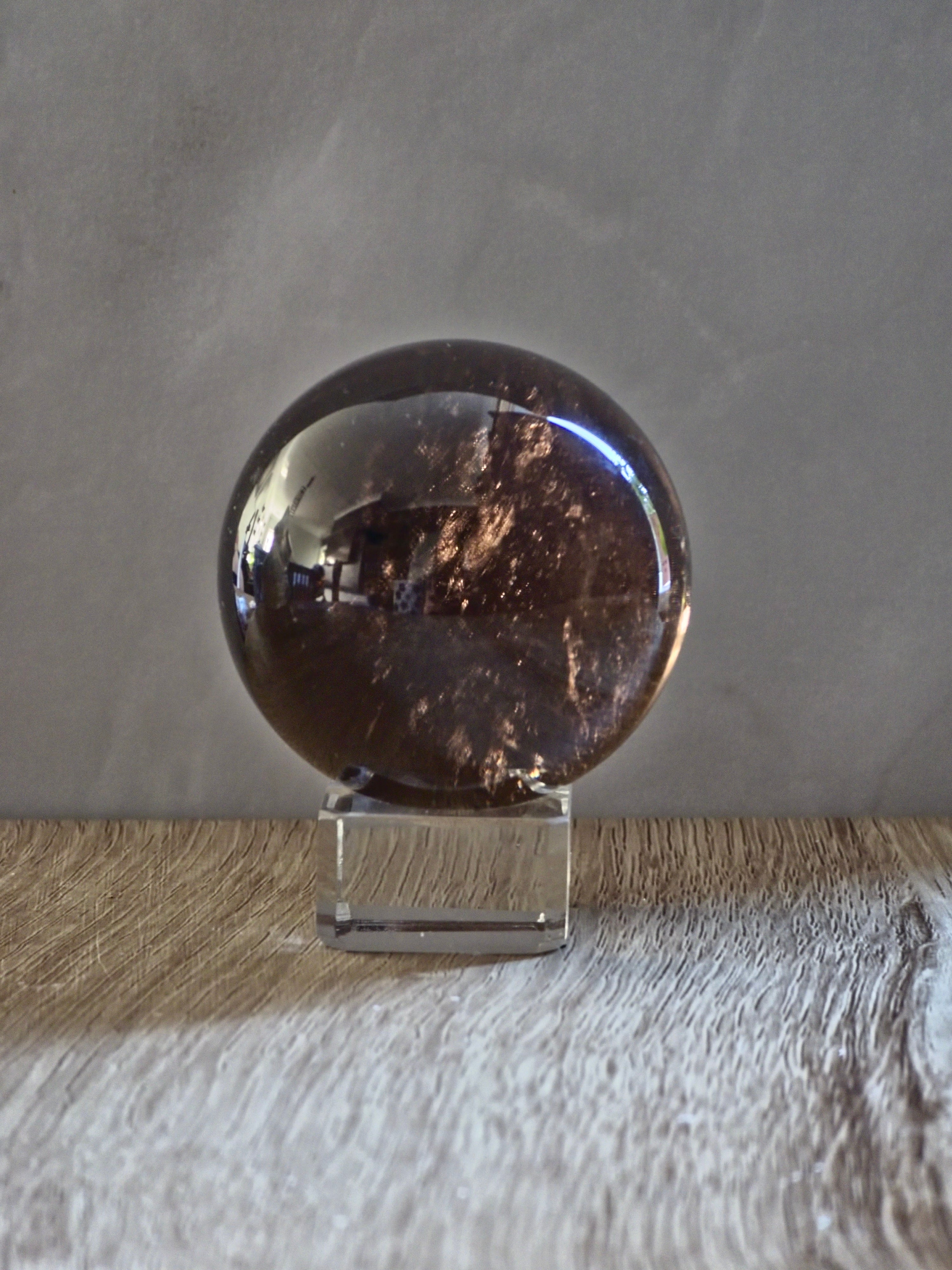 Smoky quartz sphere- d