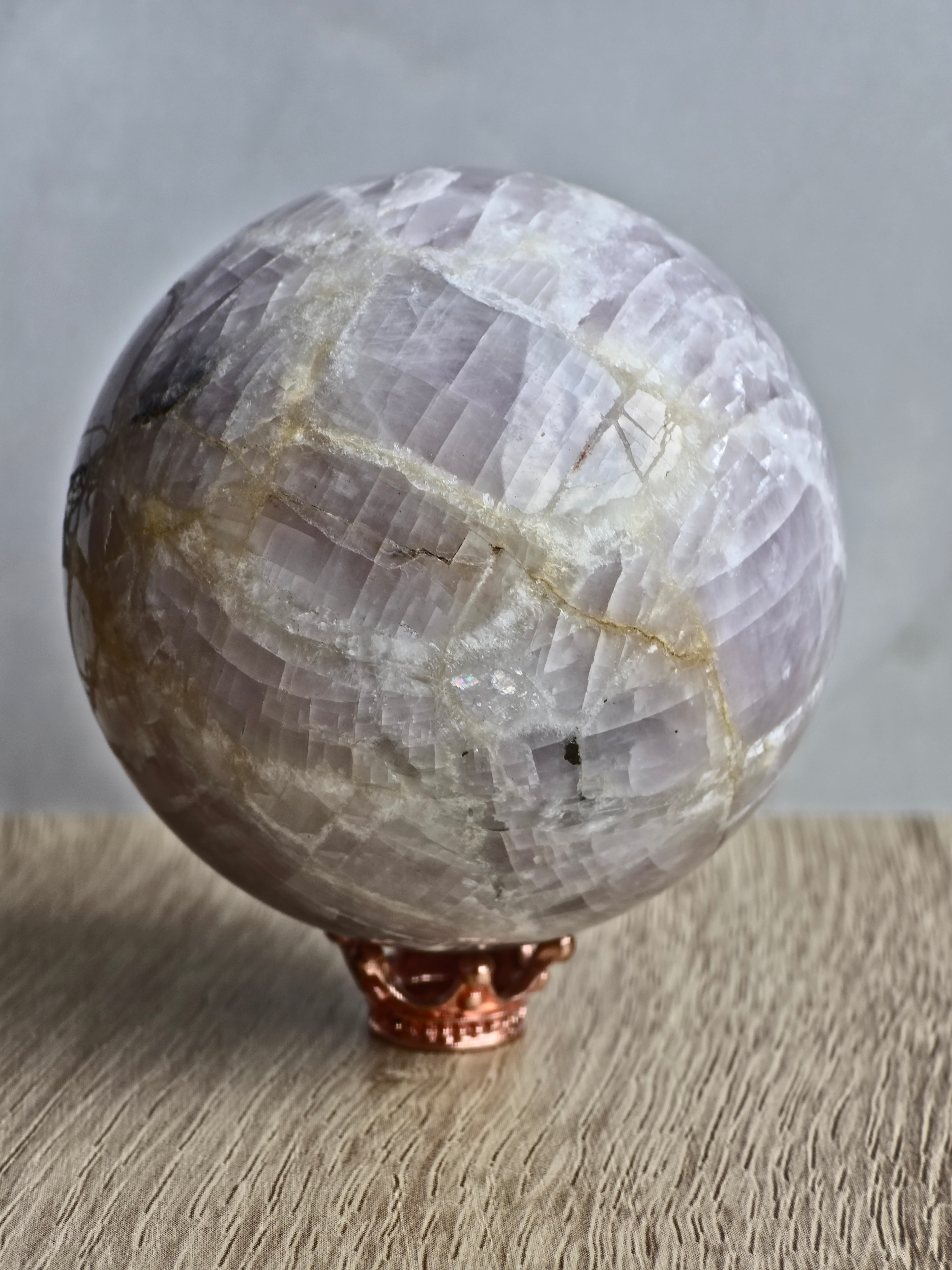 Kunzite Sphere with Pyrite Inclusion