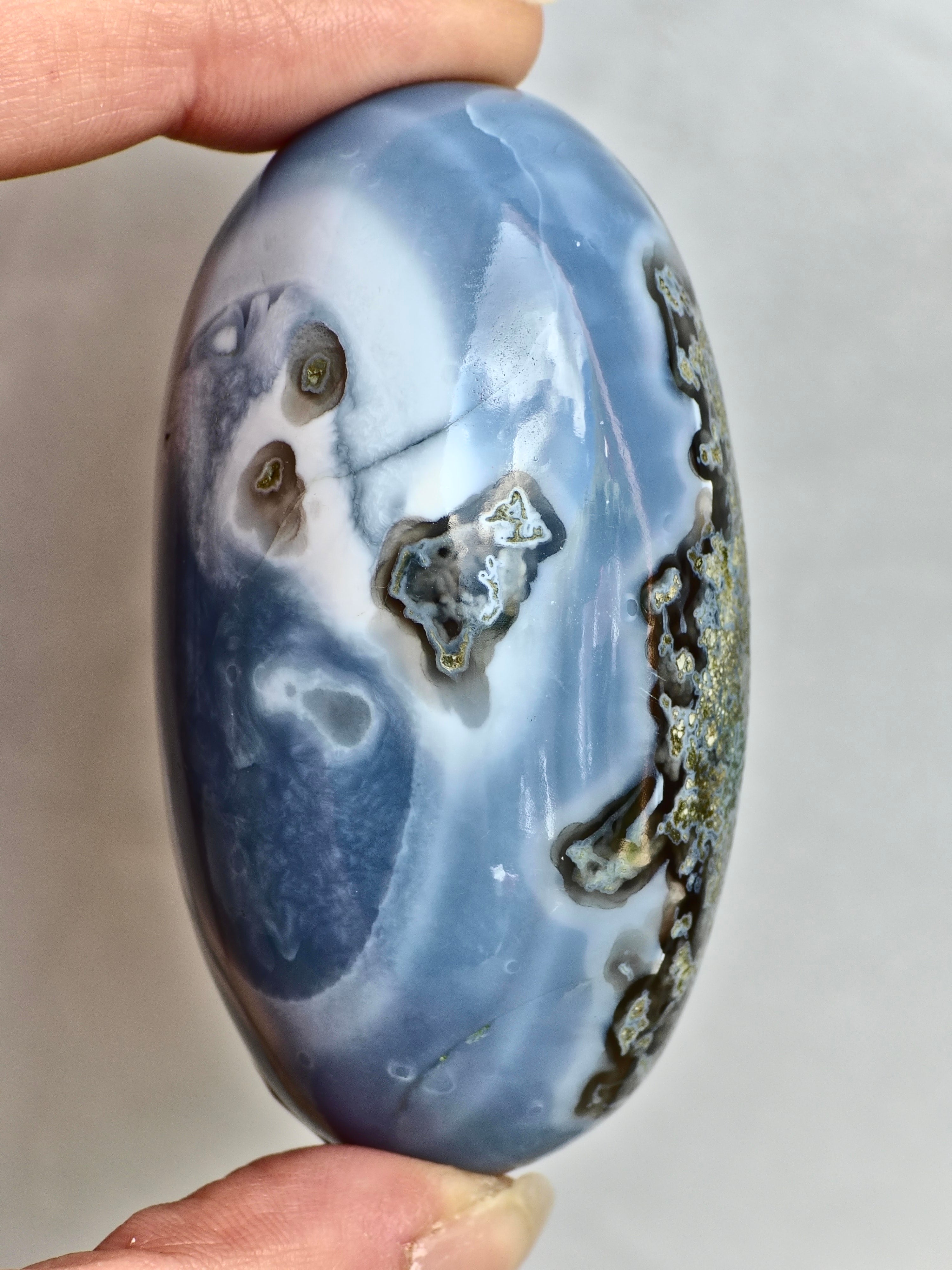 Blue Indian Opal with Moss agate inclusions