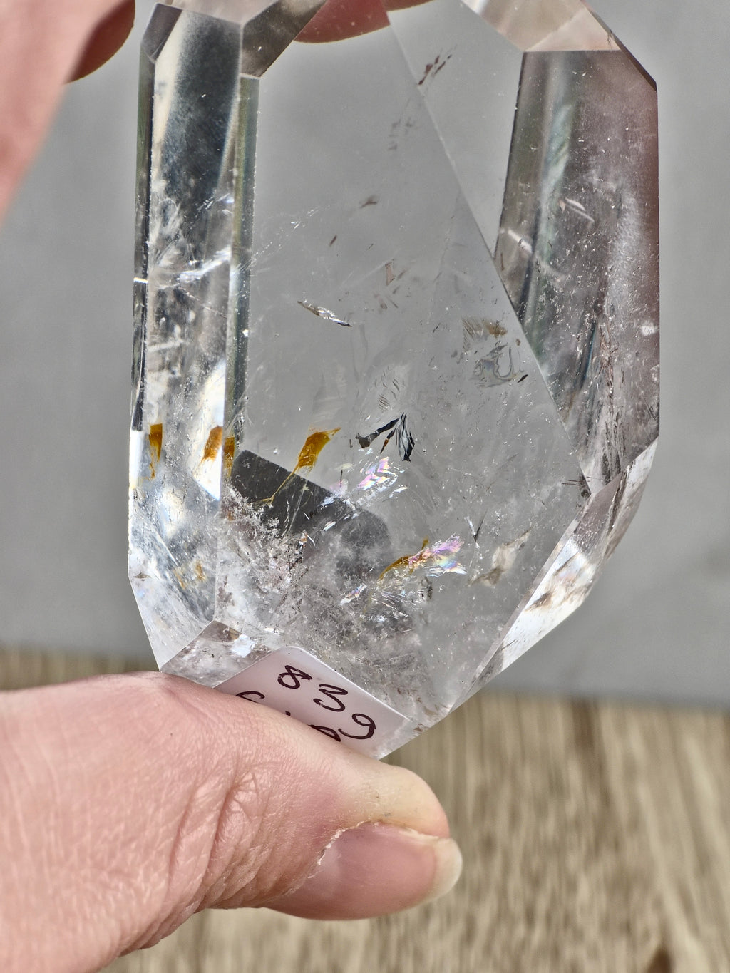 Quartz freeform with iron inclusions