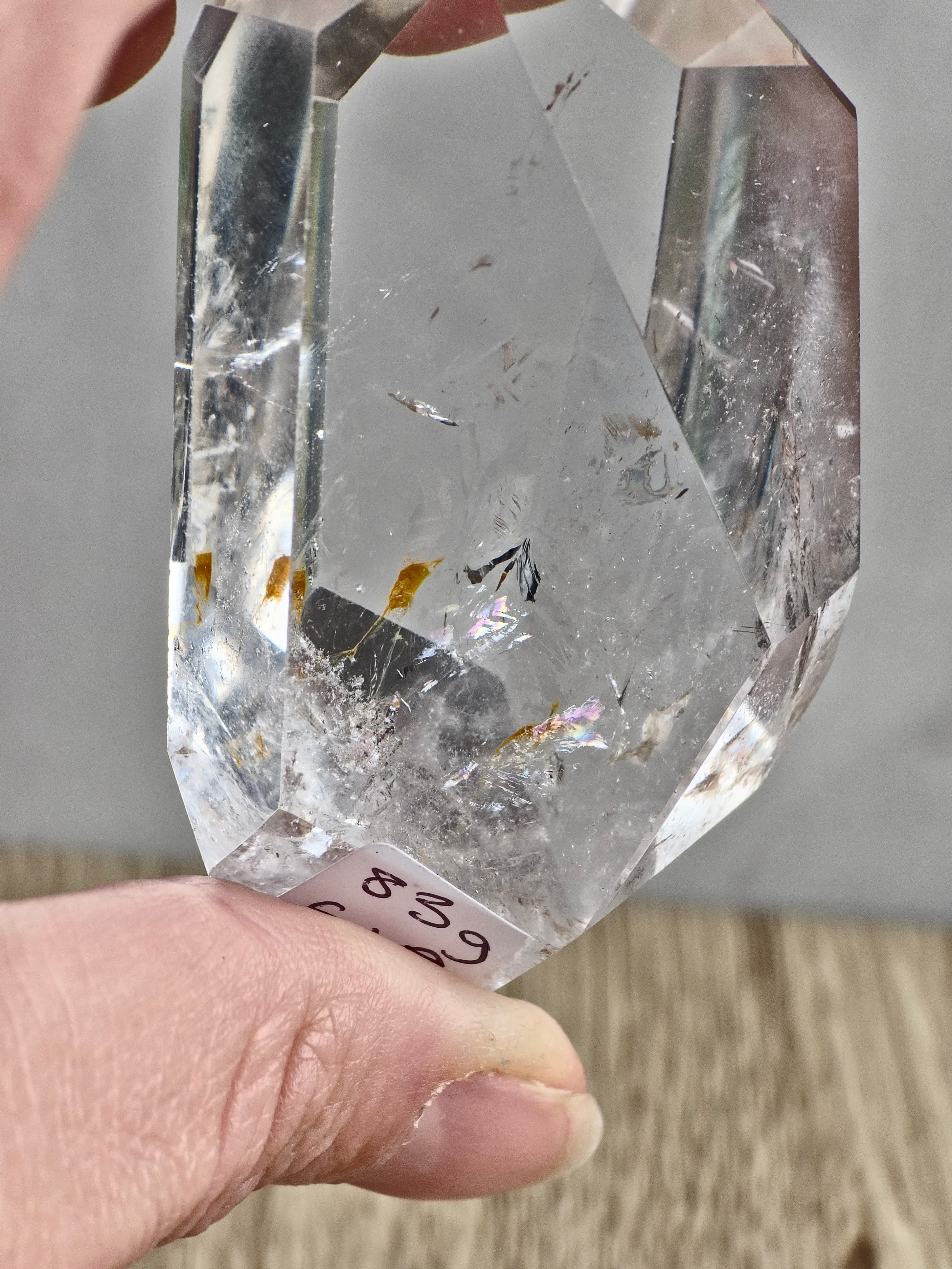 Quartz freeform with iron inclusions